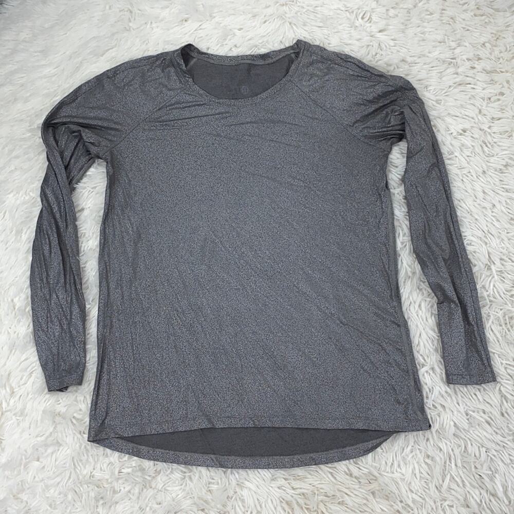 Lululemon Emerald Long Sleeve *Foil Luminosity Foil Print Heathered Metal Grey